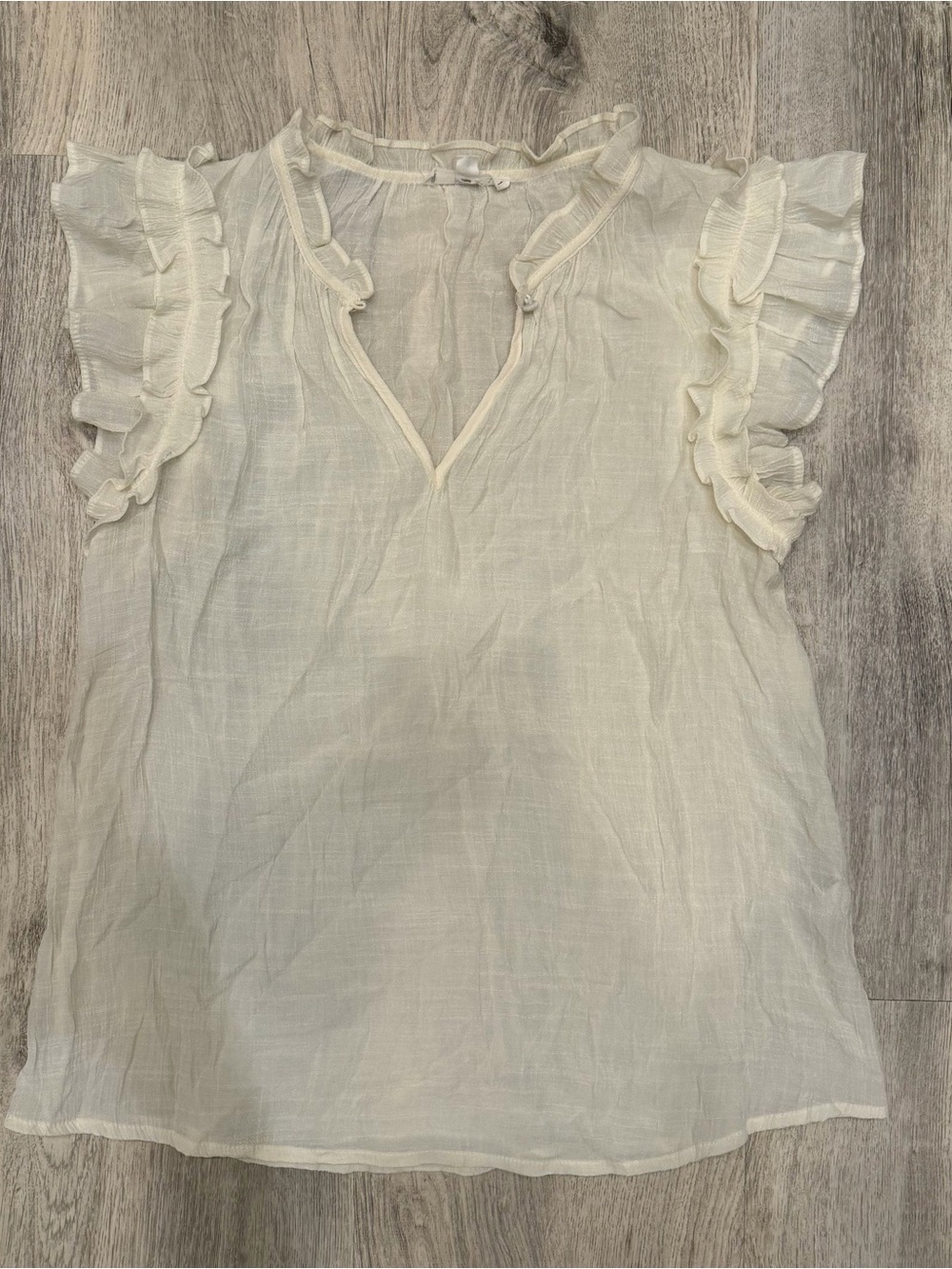 Mine Cream Ruffle Sleeve Blouse | Size Medium - Picture 2 of 3